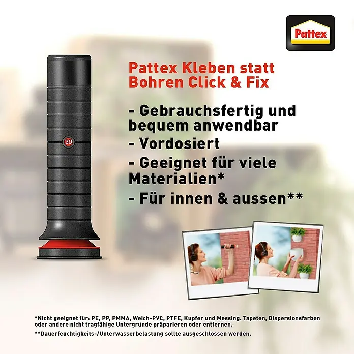 Pattex Montagekleber Kleben statt Bohren Click + Fix -  - Informationsansicht