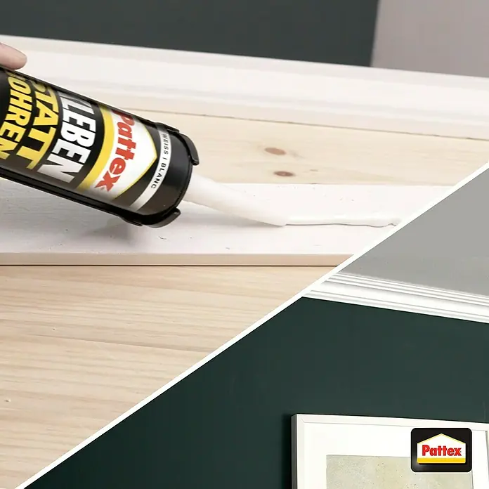 Pattex Montagekleber Kleben statt Bohren - Lösemittelfrei, 450 g - Anwendungsbeispiel