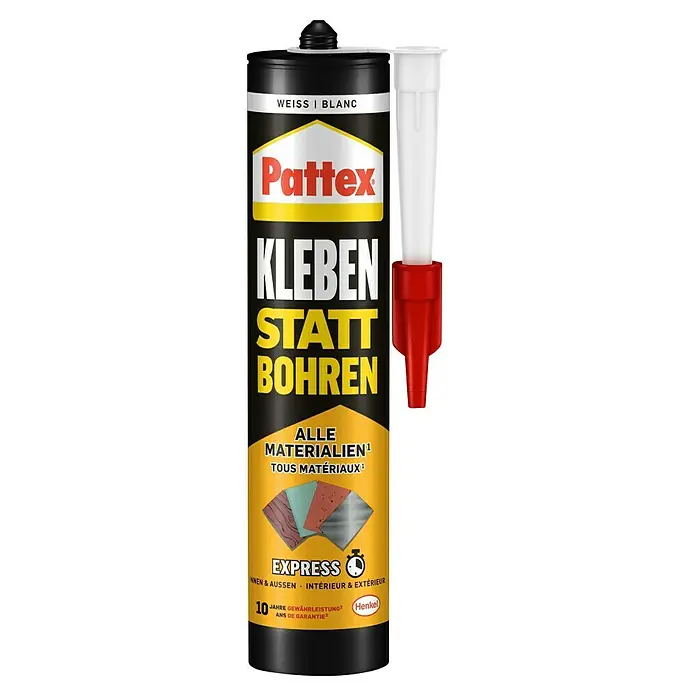 Pattex Montagekleber Kleben statt Bohren Express - 390 g, Kartusche, Lösemittelfrei - Vorderansicht