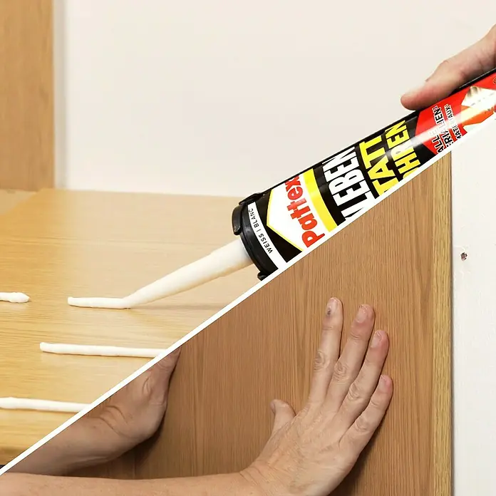 Pattex Montagekleber Kleben statt Bohren High Tack - 440 g, Lösemittelfrei - Anwendungsbeispiel