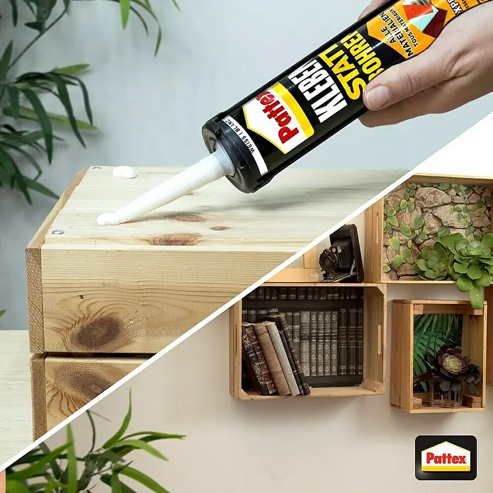 Pattex Montagekleber Kleben statt Bohren Express - 390 g, Kartusche, Lösemittelfrei - Anwendungsbeispiel