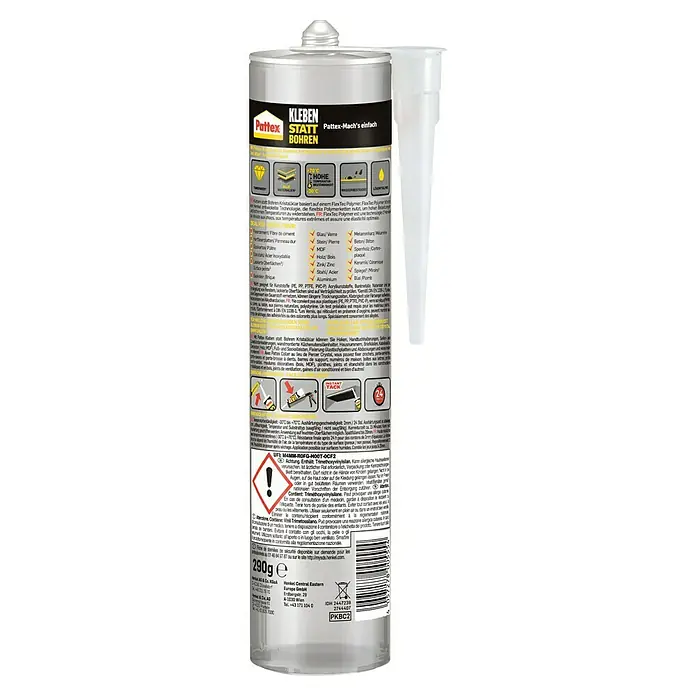 Pattex Montagekleber Kleben statt Bohren - 390 g, Kartusche - Rückansicht
