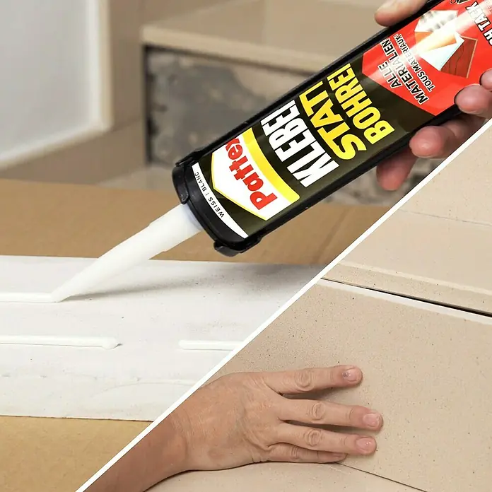 Pattex Montagekleber Kleben statt Bohren High Tack - 440 g, Lösemittelfrei - Anwendungsbeispiel