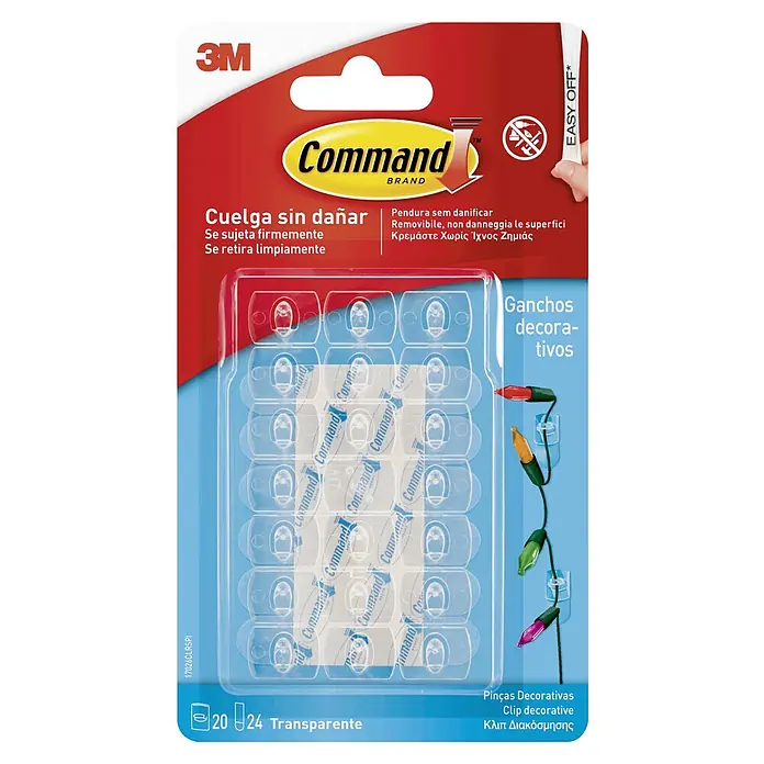 3M Command Gancho para colgar 17026CLR - Plástico, Transparente - Vista frontal