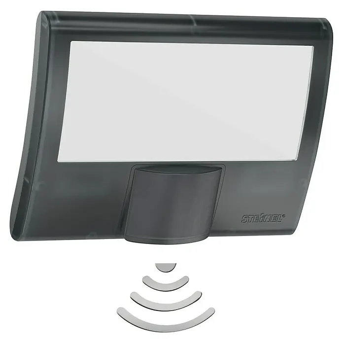 Steinel Sensor-LED-Strahler XLED Home Curved S ANT - Anthrazit, Warmweiß - Diagonale Ansicht