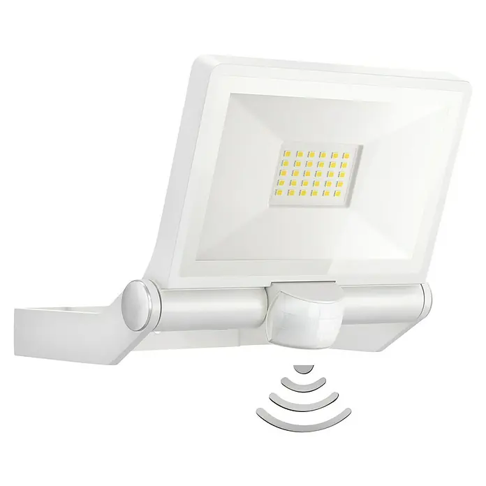 Steinel Sensor-LED-Außenwandstrahler XLED ONE S WS - L x B x H: 20,2 x 22,9 x 19,5 cm, Warmweiß, Weiß - Diagonale Ansicht