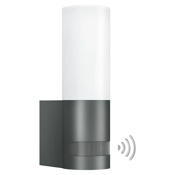 Steinel LED-Sensor-Außenwandleuchte L 605 S ANT - 11,3 W, L x B x H: 13,1 x 7,8 x 26 cm, Anthrazit, Warmweiß - Diagonale Ansicht