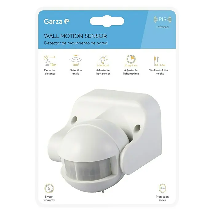 Garza Detector de movimiento por infrarrojos de paredes - Alcance: 12 m, Blanco - Embalaje del producto