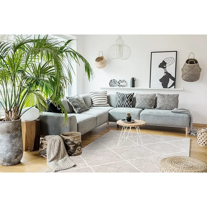 Alfombra de pelo corto Claudia Atlas - Gris, 60 x 110 cm - Foto ambiente