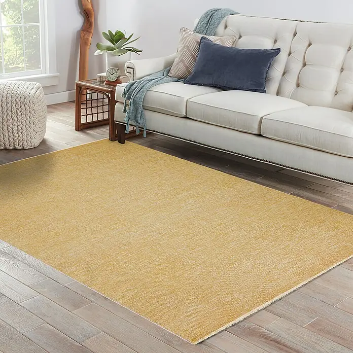 Alfombra de pelo corto Stelvio reversible - Marino/Ocre, 120 x 80 cm - Foto ambiente