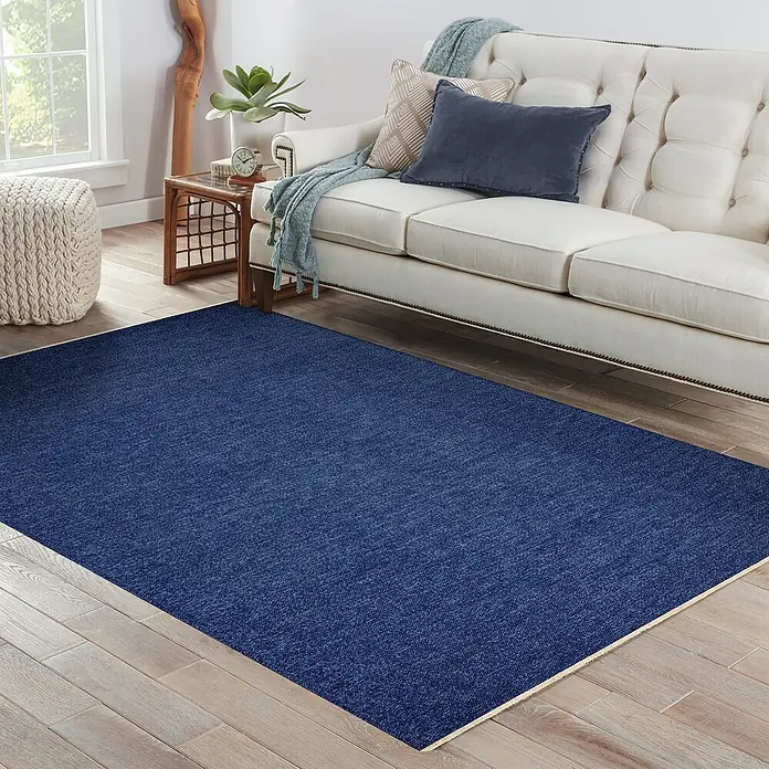 Alfombra de pelo corto Stelvio reversible - Marino/Ocre, 120 x 80 cm - Foto ambiente