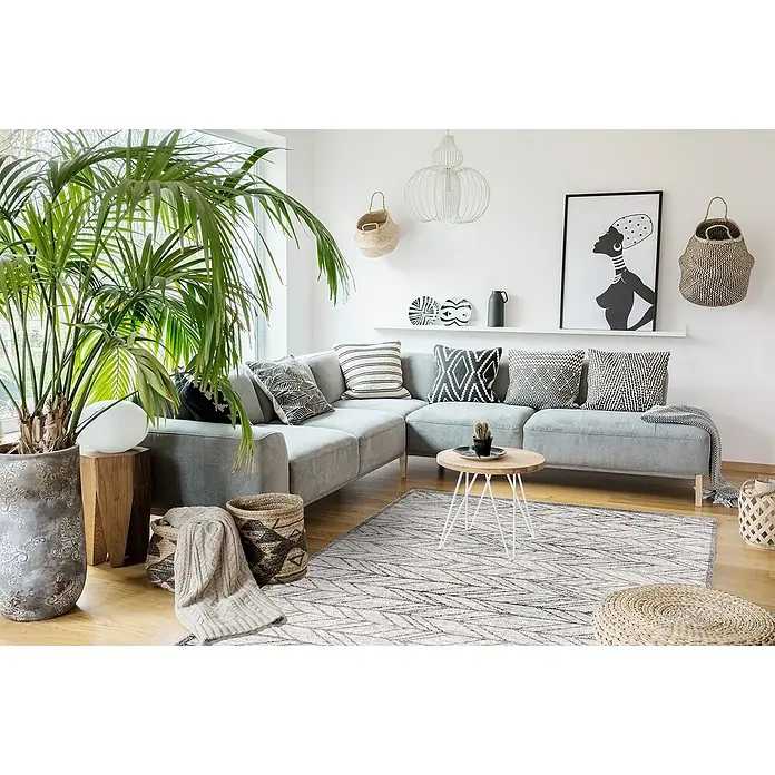Alfombra de pelo corto Savannah Norte - Crema, 230 x 160 cm - Foto ambiente