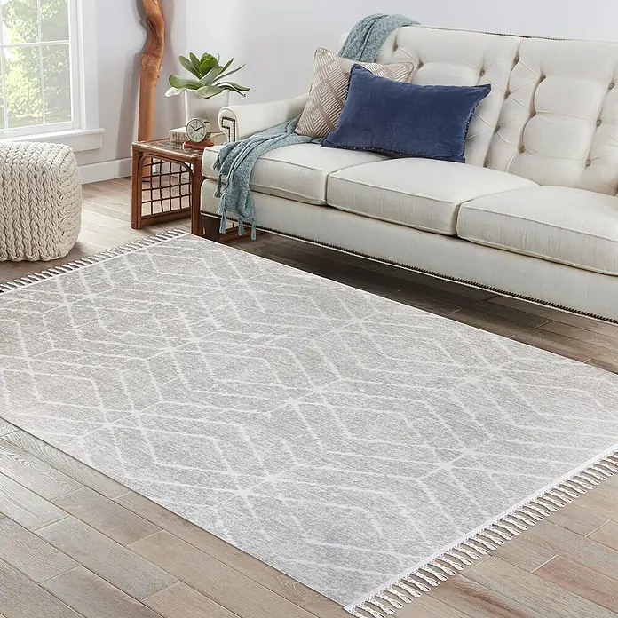 Alfombra de pelo corto Claudia Rombos - Crema, 180 x 120 cm - Foto ambiente