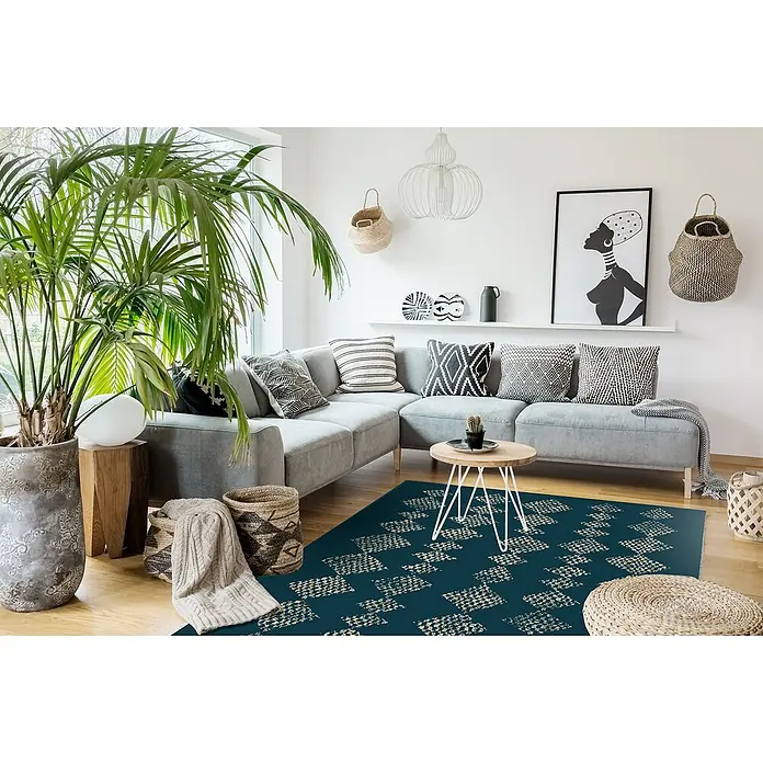 Alfombra de pelo corto Savannha - Azul, 60 x 110 cm - Foto ambiente