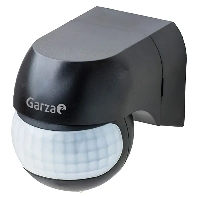 Garza Detector de movimiento por infrarrojos Exterior MIni - Alcance: 12 m, Negro - Vista angular