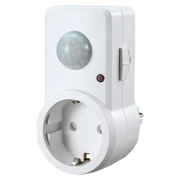 Garza Detector de movimiento por infrarrojos para Enchufes - Alcance: 2 m - 9 m, Blanco - Vista angular