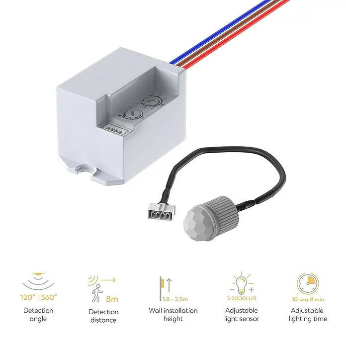 Garza Detector de movimiento por infrarrojos integrable - Alcance: 8 m, Blanco - Información del producto