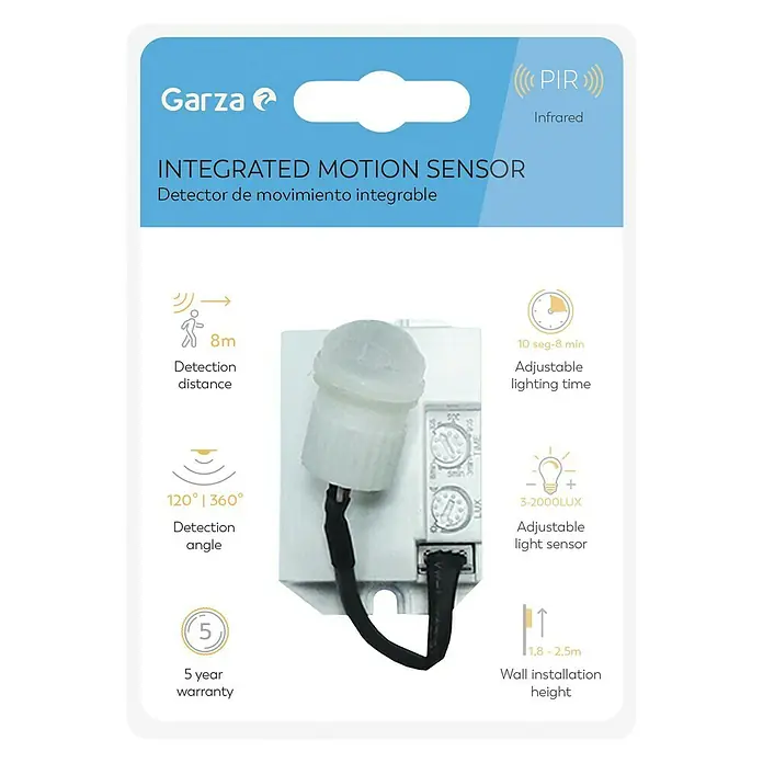 Garza Detector de movimiento por infrarrojos integrable - Alcance: 8 m, Blanco - Embalaje del producto