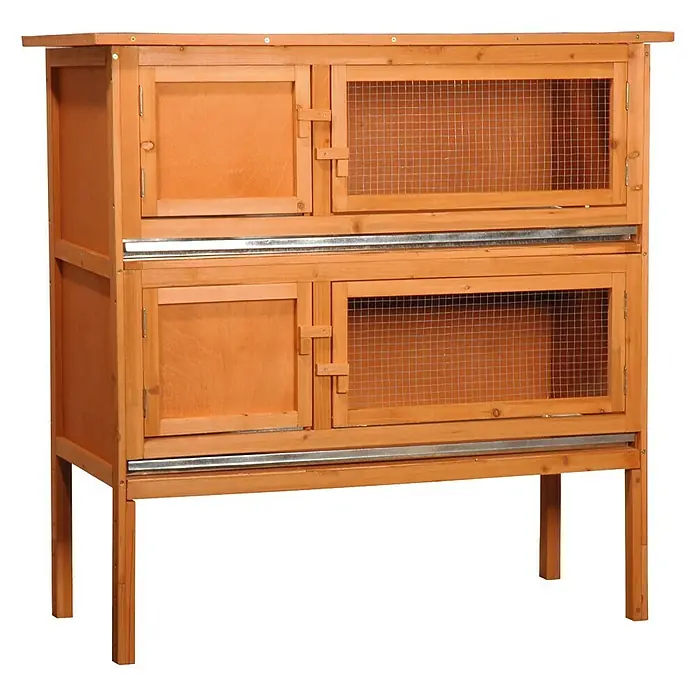 Dobar Kaninchenstall - 115 x 45 x 116 cm, Braun, Kiefernholz (Kleintierstall) - Rechte Seitenansicht