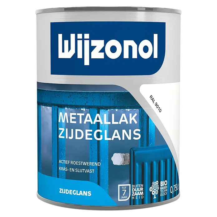 Wijzonol Metaallak Zijdeglans RAL 9010 Wit - Zuiverwit, 750 ml, Zijdeglans - Vooraanzicht