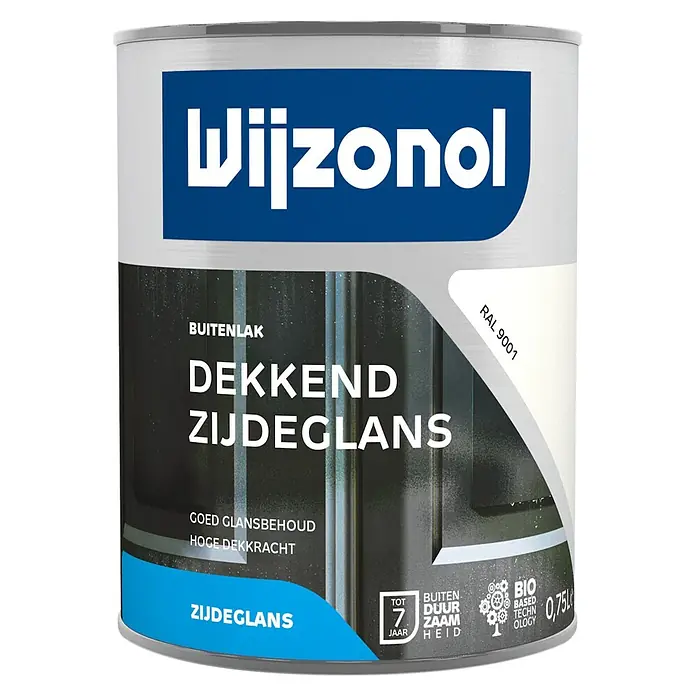Wijzonol Kleurlak Dekkend Zijdeglans Ral 9001 Crèmewit - Crèmewit, Zijdeglans - Vooraanzicht