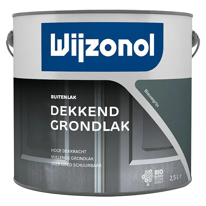 Wijzonol Grondverf Dekkend Blauwgrijs - Grijs, 2,5 l - Vooraanzicht