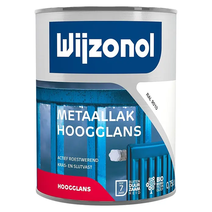 Wijzonol Metaallak Hoogglans RAL 9010 Zuiverwit - Zuiverwit, 750 ml, Hoogglans - Vooraanzicht