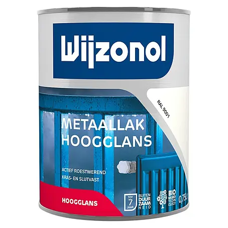 Wijzonol  Metaallak Hoogglans RAL 9001 Crèmewit