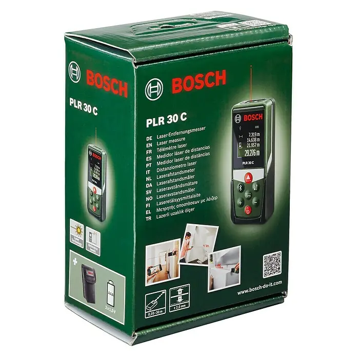 Bosch Laserentfernungsmesser PLR 30 C - Messbereich: 0,05 - 30 m - Diagonale Ansicht