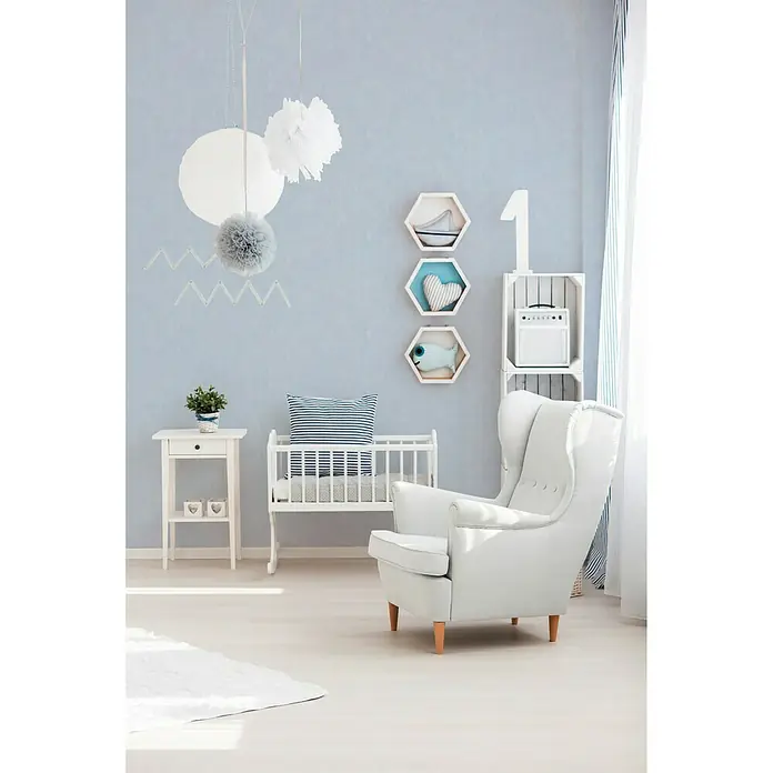 AS Creation Boys And Girls 6 Papiertapete - Hellblau, Uni, 10,05 x 0,53 m - Stimmungsaufnahme