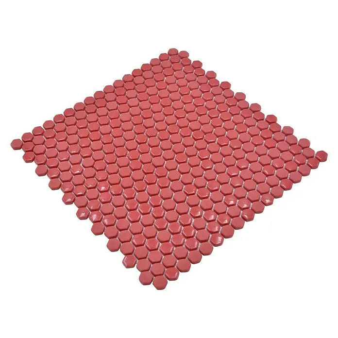 Mosaikfliese Hexagon CUBA HX6GM - 29 x 29,5 cm, Rot, Matt - Rechte Seitenansicht