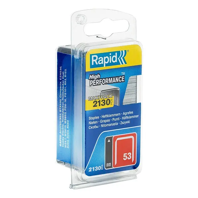 Rapid Spajalice High Performance 53/8 - Dubina spojnice: 8 mm, Čelik, 2.130 Kom., Širina: 0,75 mm, Blister pakiranje - Pogled s lijeve strane