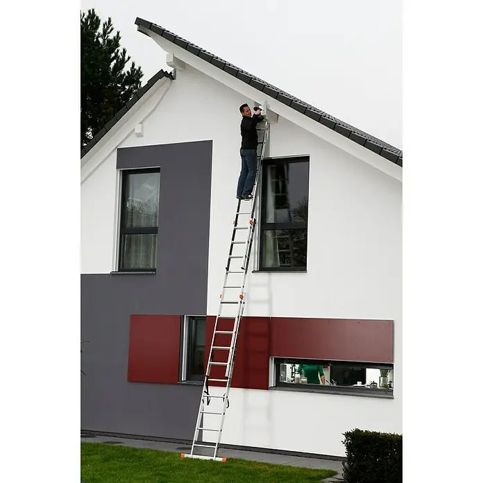 Krause Monto Sprossen-Mehrzweckleiter Tribilo - Arbeitshöhe: 7,65 m, 3 x 10 Sprossen, Aluminium - Anwendungsbeispiel