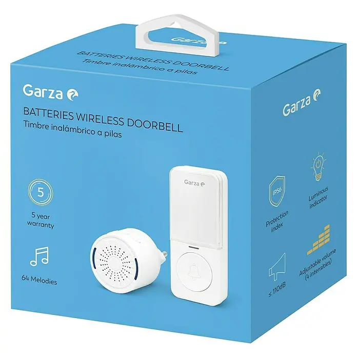 Garza Juego de timbre inalámbrico MIni Plug+Batería - Alcance: 200 m, IP56 - Vista angular