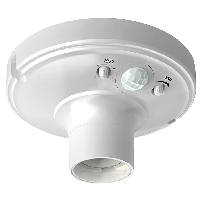 Garza Detector de movimiento por infrarrojos y portalámparas - Alcance: 6 m, Blanco - Vista angular