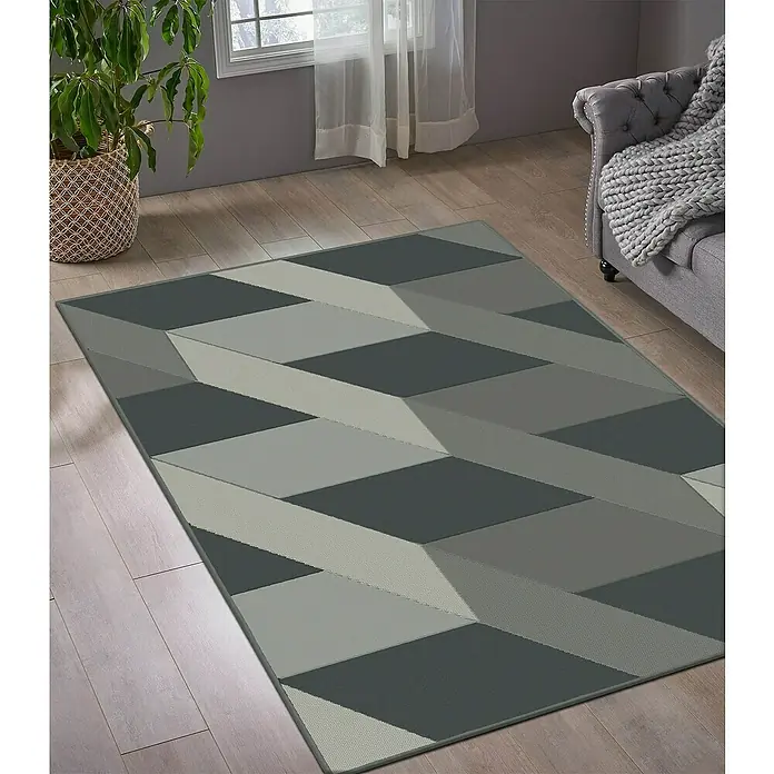 Alfombra de pelo corto Espiga - Gris, Polipropileno BCF - Foto ambiente
