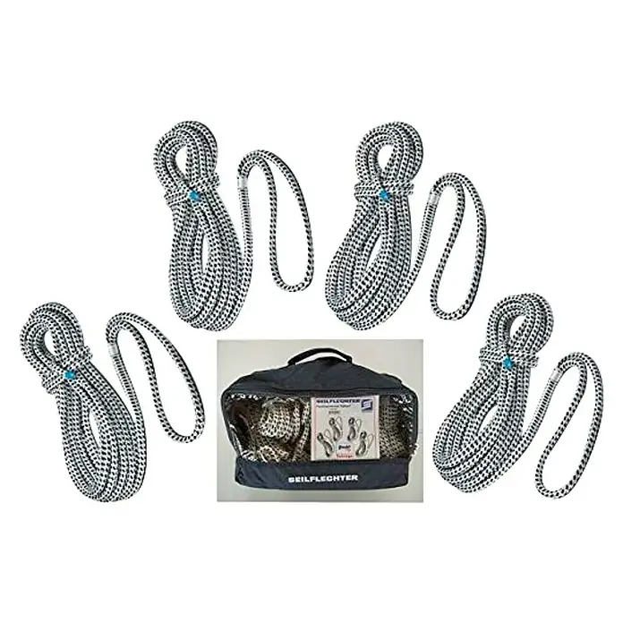 Seilflechter Cabo de amarre - 4 ud., 12 mm, Largo: 12 m, Negro/blanco, Poliéster