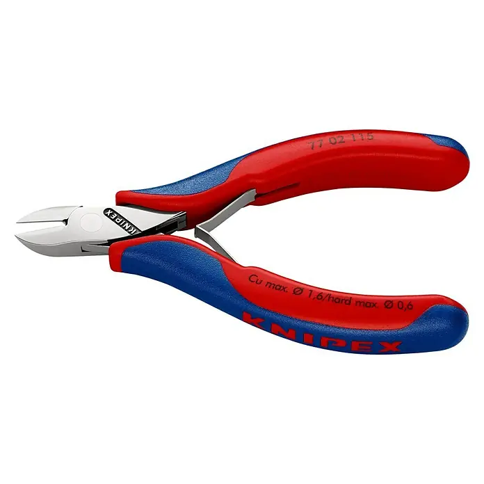 Knipex Seitenschneider - Länge: 115 mm, Material Griff: Mehrkomponenten-Hülle, Rund, Ausführung Kopf: Mit kleiner Facette - Linke Seitenansicht