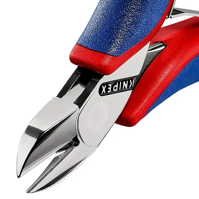 Knipex Seitenschneider - Länge: 115 mm, Material Griff: Mehrkomponenten-Hülle, Rund, Ausführung Kopf: Mit kleiner Facette - Detailaufnahme