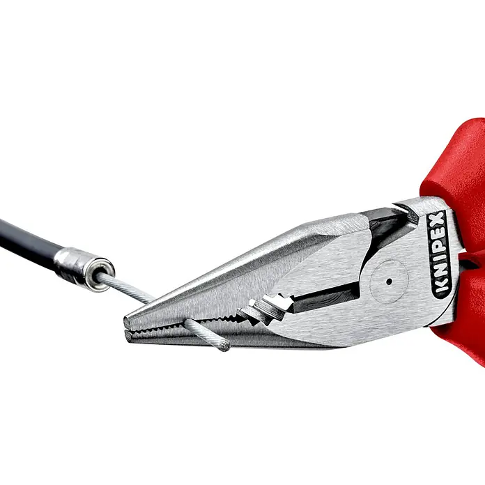 Knipex Kombizange - Länge: 145 mm, Ausführung Kopf: Mit Facette, Material Griff: Mehrkomponenten-Hülle - Anwendungsbeispiel