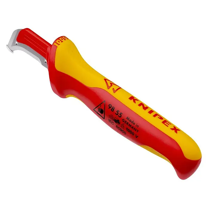 Knipex Kabelabmantelungsmesser - Klingenlänge: 38 mm, Gleitschuh - Diagonale Ansicht