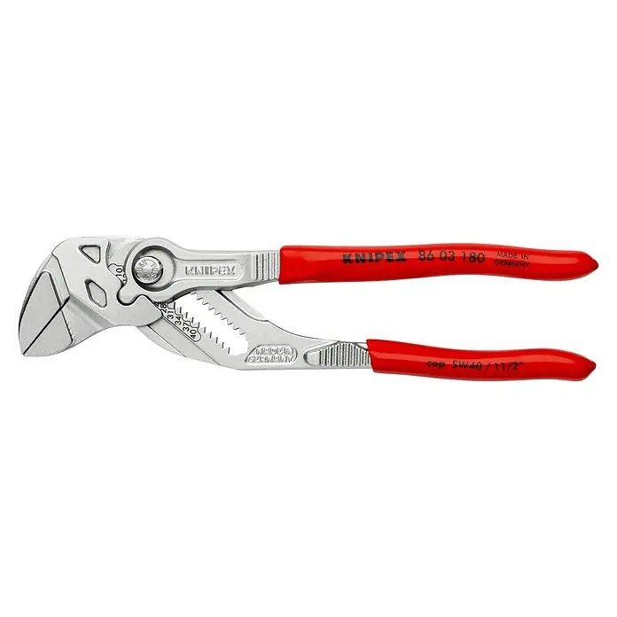 Knipex Zangenschlüssel - Greifkapazität Muttern: 35 mm, Vernickelt, Kunststoff überzogen - Linke Seitenansicht