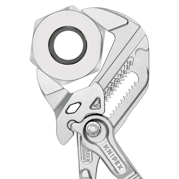 Knipex Zangenschlüssel - Greifkapazität Muttern: 35 mm, Vernickelt, Kunststoff überzogen - Detailaufnahme