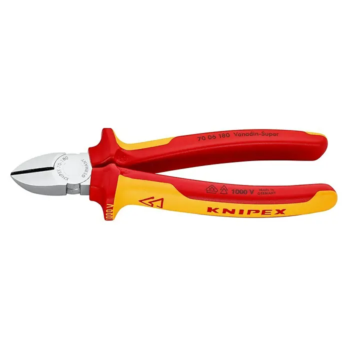 Knipex Seitenschneider - Länge: 180 mm, Ausführung Kopf: Verchromt, VDE-GS - Linke Seitenansicht