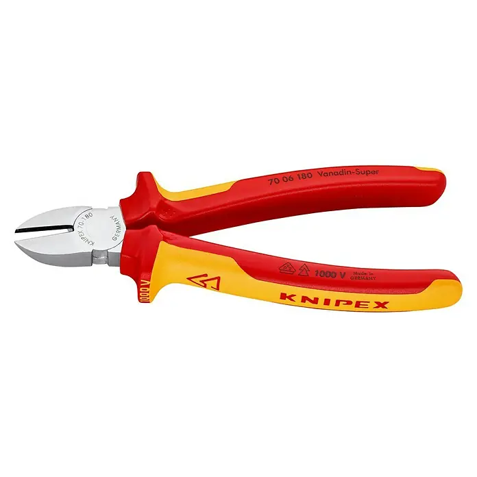 Knipex Seitenschneider - Länge: 180 mm, Ausführung Kopf: Verchromt, VDE-GS - Linke Seitenansicht