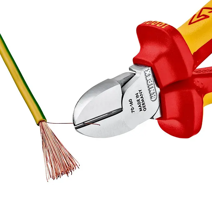 Knipex Seitenschneider - Länge: 160 mm, Ausführung Kopf: Verchromt, VDE-GS - Anwendungsbeispiel
