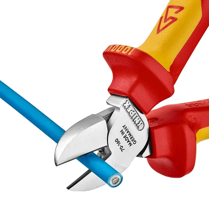Knipex Seitenschneider - Länge: 160 mm, Ausführung Kopf: Verchromt, VDE-GS - Anwendungsbeispiel