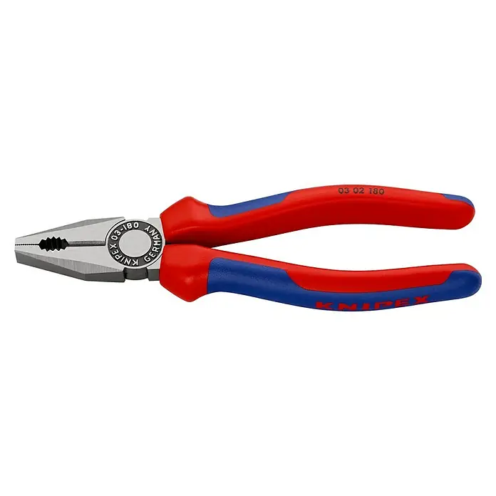 Knipex Kombizange - Länge: 180 mm, Gehärtete Schneiden, Poliert - Linke Seitenansicht