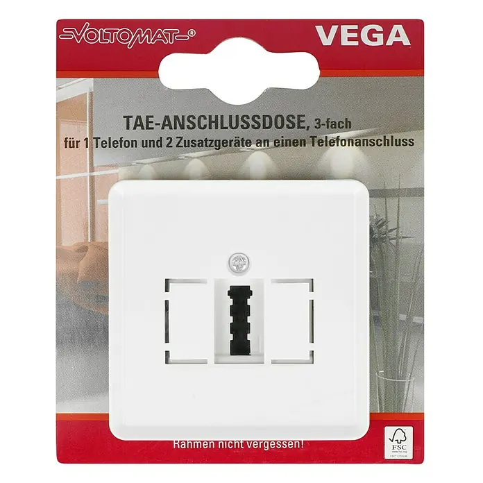 Voltomat VEGA TAE-Telefondose - Ultraweiß, Unterputz - Vorderansicht