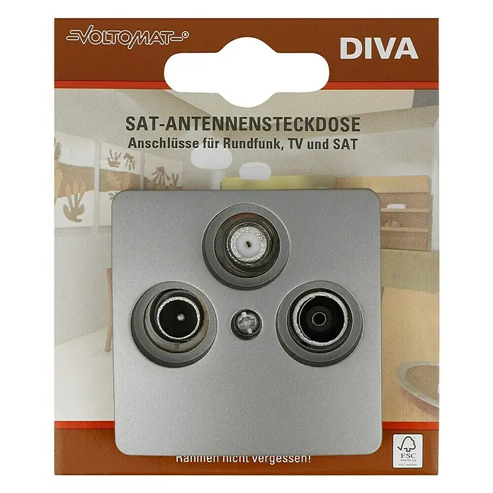 Voltomat DIVA SAT-Antennendose - Platin, Kunststoff, Unterputz - Vorderansicht